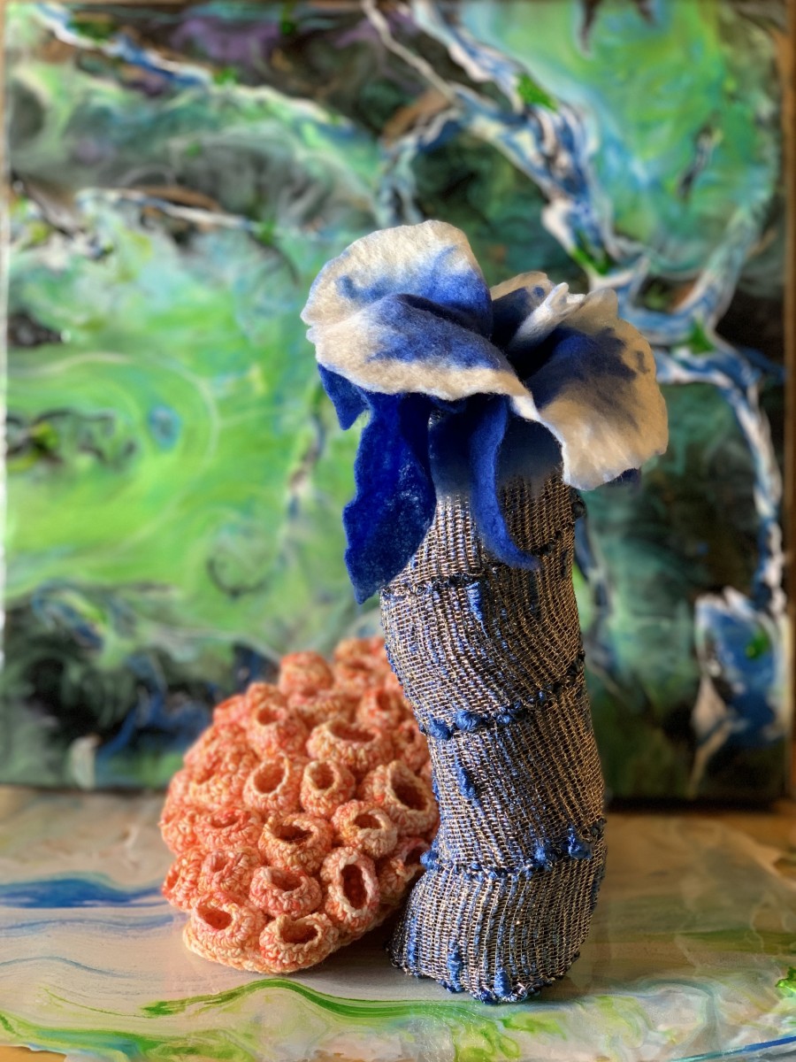 Resin and Woven Metal Sculpture