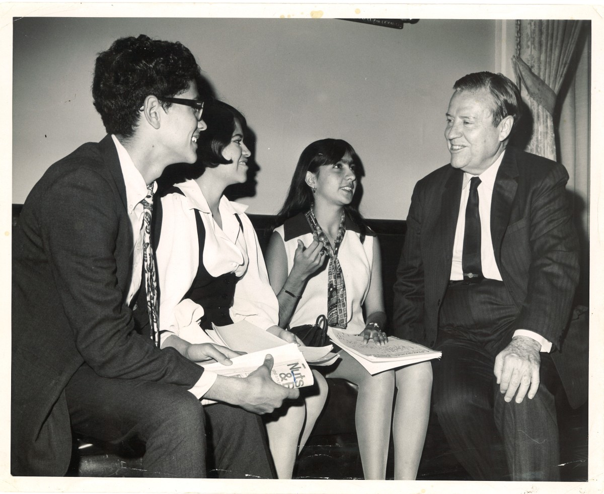 Student Leaders Mario Treviño, Severita Lara, and Diana Serna Aguilera in Washington, D.C. They were invited to voice their grievances and discuss the discrimination they were facing at their school.