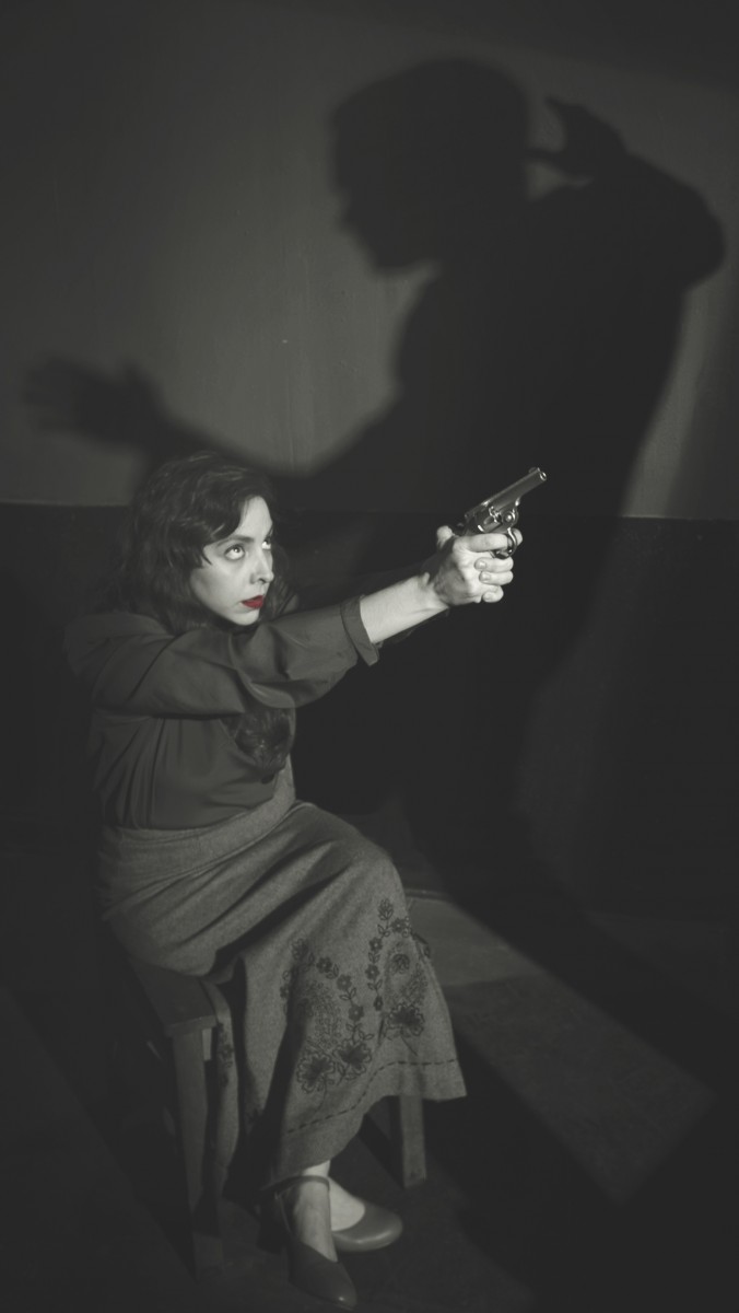 The Woman Who Knew Too Much written and directed by Kevin Grammer. Marti Etheridge as Violet, pictured. Photo by Trent Stephenson