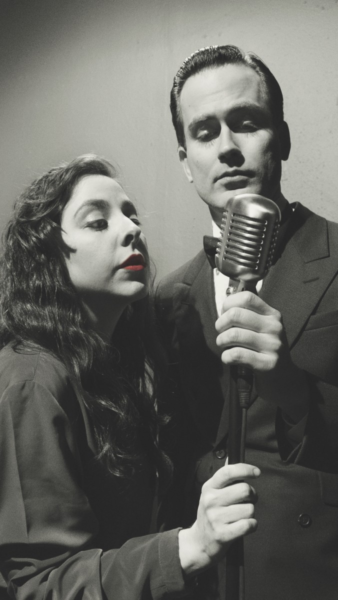 The Woman Who Knew Too Much written and directed by Kevin Grammer. Marti Etheridge as Violet and Justin Locklear as Max, pictured. Photo by Trent Stephenson