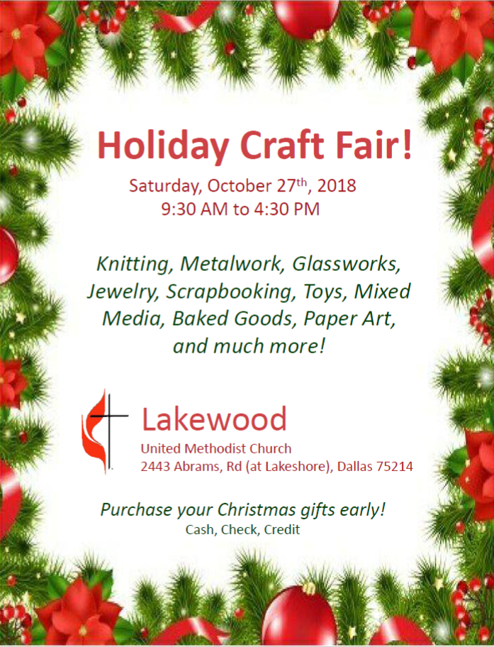 Lakewood United Methodist Church Craft Fair Art&Seek Arts, Music