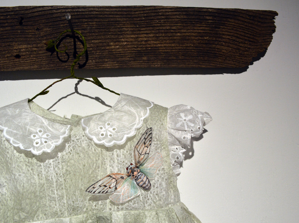 Emily Chase, In Equal Measure, 2015, mulberry paper, ink, thread, 10x10x4.5