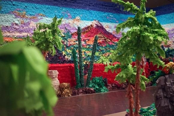 Justin Favela (b. 1986) Popocatepetl e Iztaccihuatl vistos desde Atlixco, after Jose Maria Velasco, 2016 paper and glue