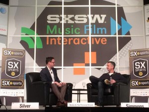 ESPN's Nate Silver (left) and Bill Simmons at SXSW, Saturday, March 8, 2014.