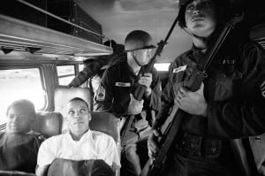 Freedom Riders Julia Aaron, left, and David Dennis were among the Freedom Riders who paved the way for Freedom Summer student volunteers. They're pictured here on their way from Montgomery, Ala., to Jackson, Miss. in 1961. Credit: Paul Schutzer via 'Freedom Riders' c/o PBS 