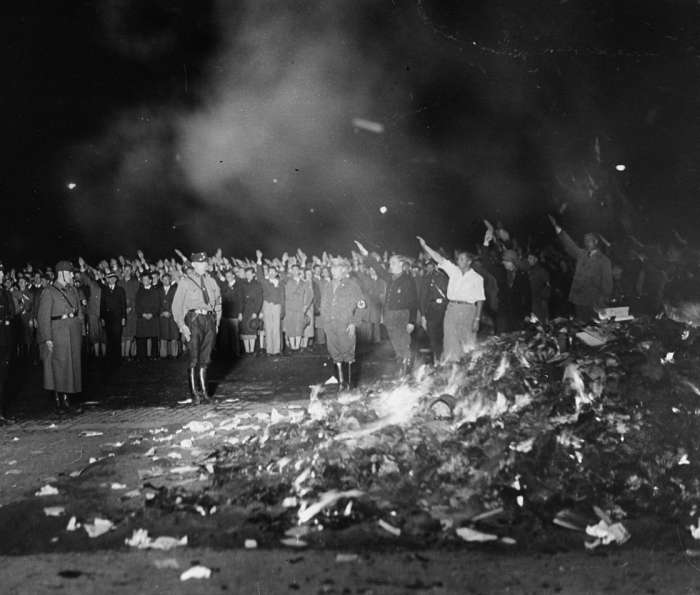 Book burning in Opera Square, Berlin, May 10, 1933–US Holocaust Memorial Museum/National Archives and Records Administration, College Park, MD