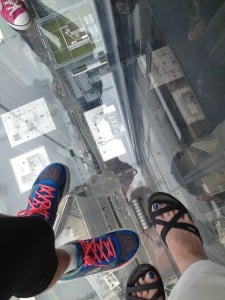 A 103 stories up at the Willis (Sears) Tower. I lasted just long to snap this picture. Photo: Therese Powell