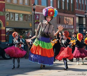 See giant puppets on parade at Denison's Dia de los Muertos Celebration. Photo: Mel Climer