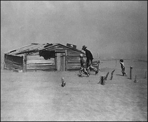 Fleeing a Dust Storm, Cimarron County, OK, 1936, by Arthur Rothstein. 