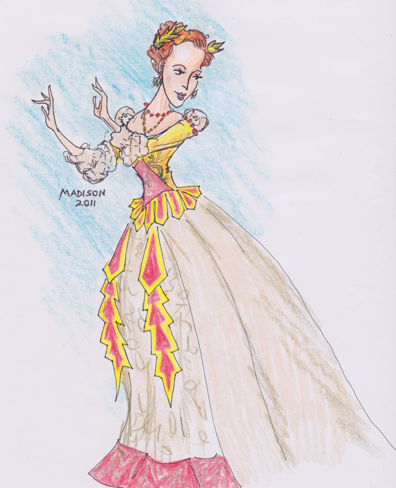 A costume sketch of Ava Pine as Cleopatra in FW Opera's Julius Caesar.