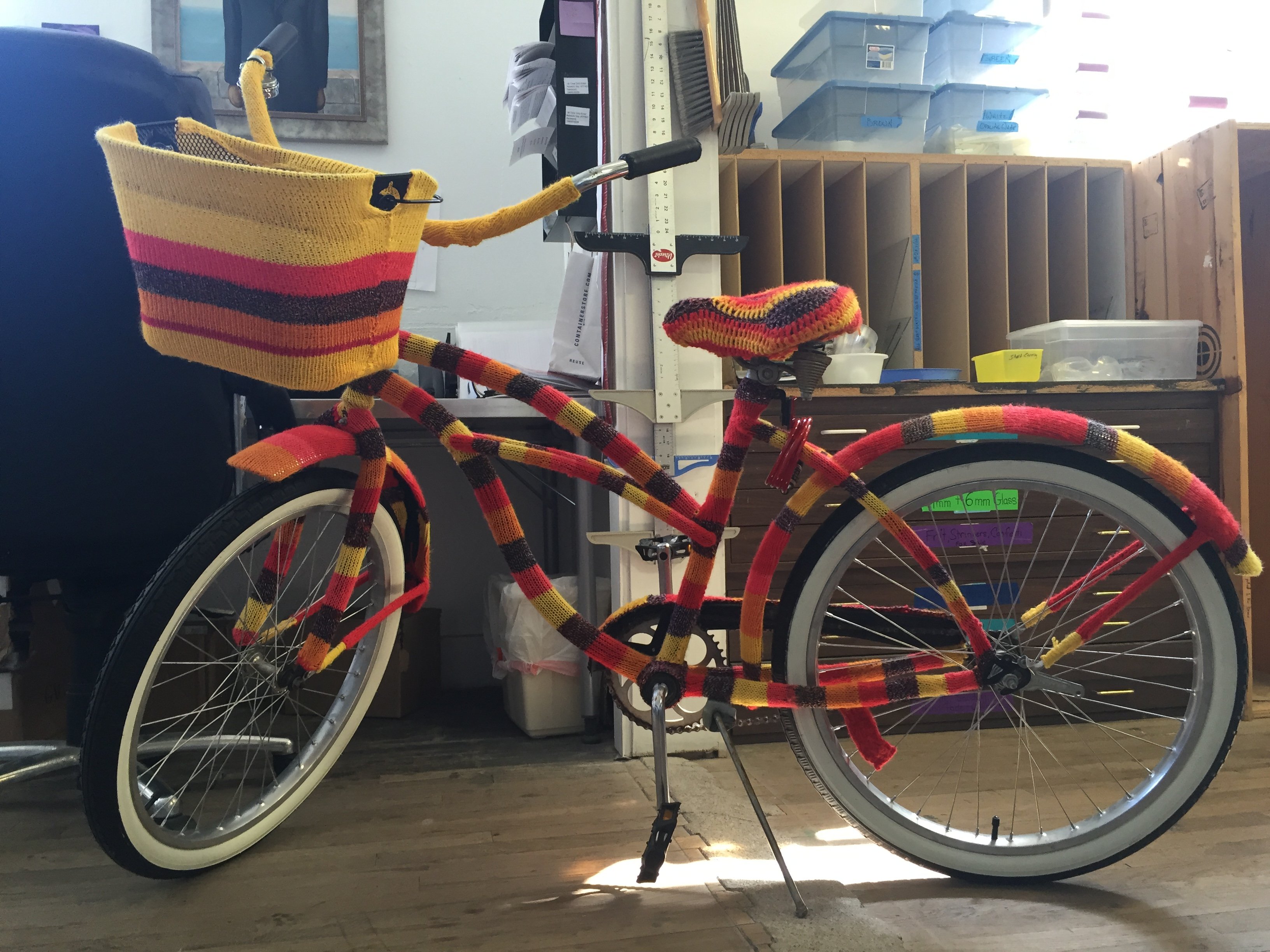 Yarn-bombed bike, Creative Arts Center of Dallas.