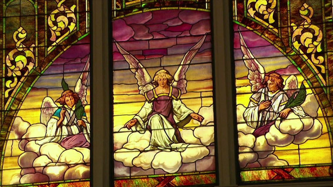 Stained glass at the First Presbyterian Church
