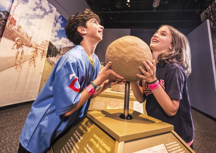 Check out this early ancestor to the soccer ball at Maya: Hidden Worlds Revealed. Photo: Perot Museum of Nature and Science.