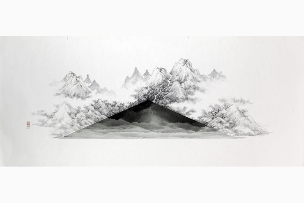 "Perspectives 1" (2015) - Arnold Chang and Michael Cherney Photography and ink on xuan paper 24 3/4 x 58 in Private Collection Image is courtesy of the artists