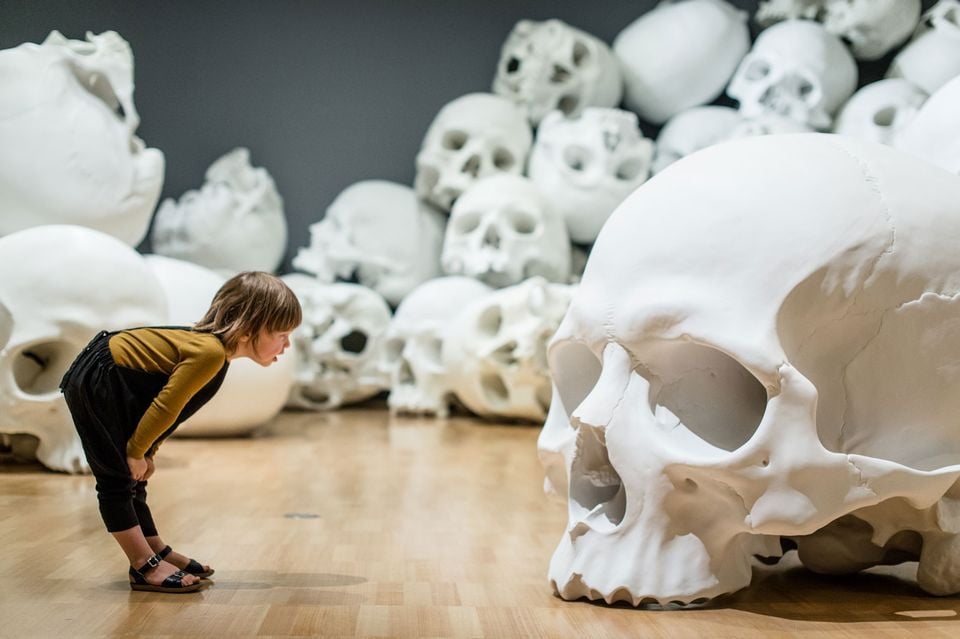Mass, an arrangement of 100 fibreglass and resin skulls, is a highlight of the National Gallery of Victoria's inaugural triennial Photo: Eugene Hyland