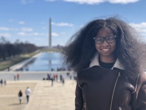 Jamaya Parker with the Washington Monument in the background. Photo: Hady Mawajdeh