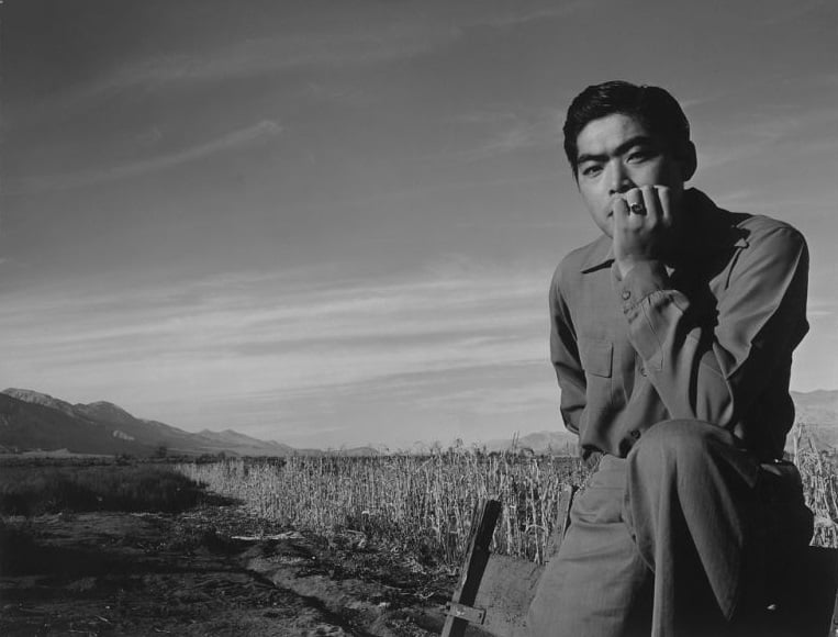 Tom Kobayashi, Landscape, Manzanar Relocation Center, California, 1943. Photograph by Ansel Adams.